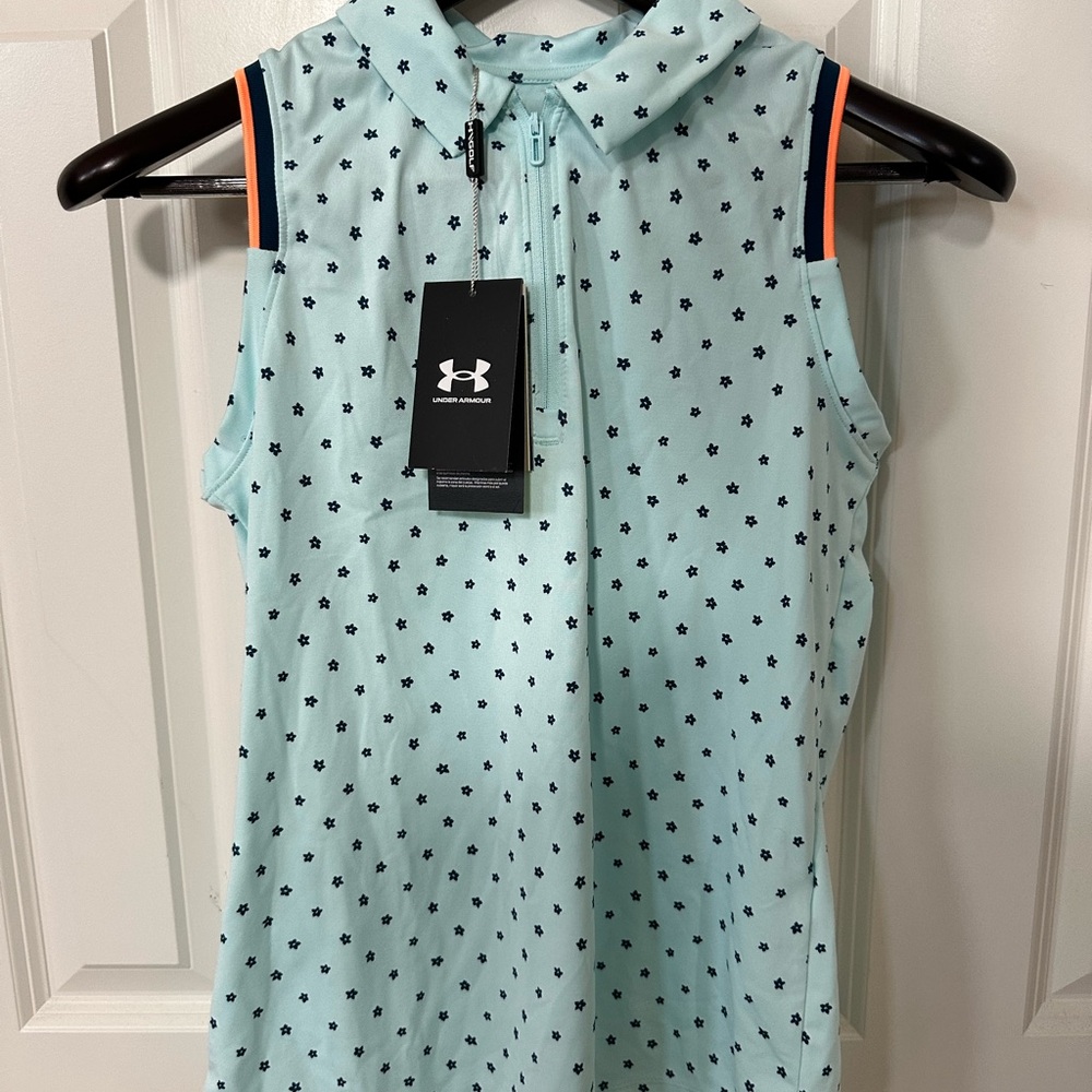 Under Armour Green Sleeveless Tank Top with Peter Pan Collar